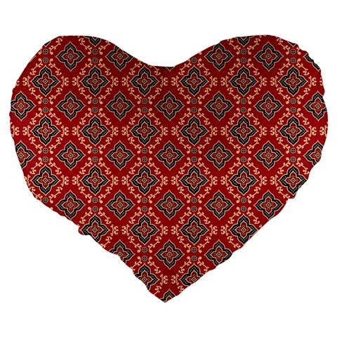 Illustrations Ajrak Abstract Design Pattern Large 19  Premium Flano Heart Shape Cushions from ArtsNow.com Back