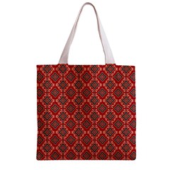 Illustrations Ajrak Abstract Design Pattern Zipper Grocery Tote Bag from ArtsNow.com Back