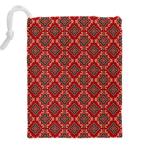 Illustrations Ajrak Abstract Design Pattern Drawstring Pouch (5XL) from ArtsNow.com Back