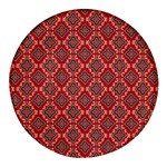 Illustrations Ajrak Abstract Design Pattern Round Glass Fridge Magnet (4 pack)