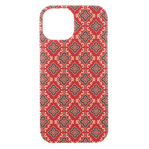 Illustrations Ajrak Abstract Design Pattern iPhone 15 Black UV Print PC Hardshell Case from ArtsNow.com Front