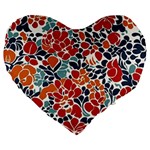 Colorfuleclecticfloralpattern Large 19  Premium Heart Shape Cushions