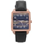 Twilight Serenade Print Rose Gold Leather Watch 