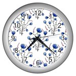 Flowers Seamless Pattern Victorian Wall Clock (Silver)