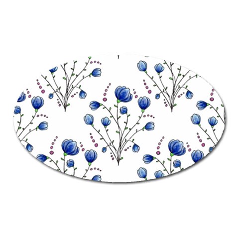 Flowers Seamless Pattern Victorian Oval Magnet from ArtsNow.com Front