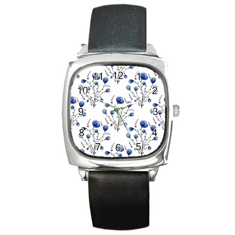 Flowers Seamless Pattern Victorian Square Metal Watch from ArtsNow.com Front