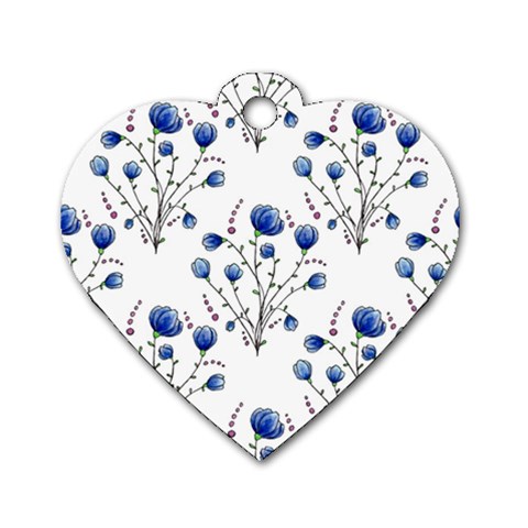 Flowers Seamless Pattern Victorian Dog Tag Heart (Two Sides) from ArtsNow.com Front