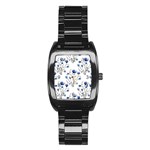 Flowers Seamless Pattern Victorian Stainless Steel Barrel Watch