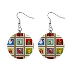 Christmas Stamp Pattern Mini Button Earrings