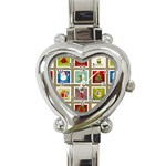 Christmas Stamp Pattern Heart Italian Charm Watch