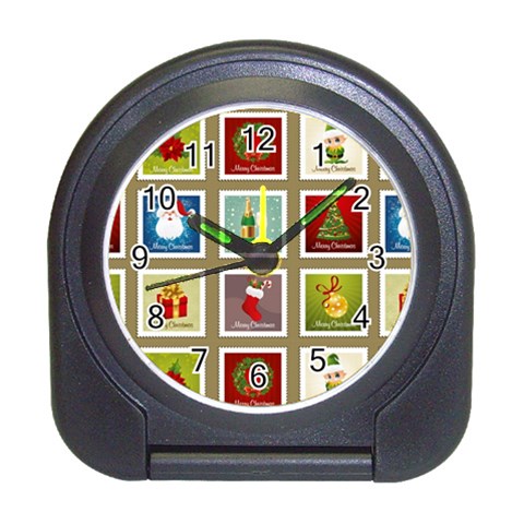 Christmas Stamp Pattern Travel Alarm Clock from ArtsNow.com Front