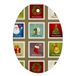 Christmas Stamp Pattern Oval Ornament (Two Sides)