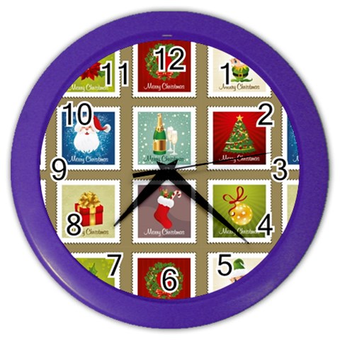 Christmas Stamp Pattern Color Wall Clock from ArtsNow.com Front