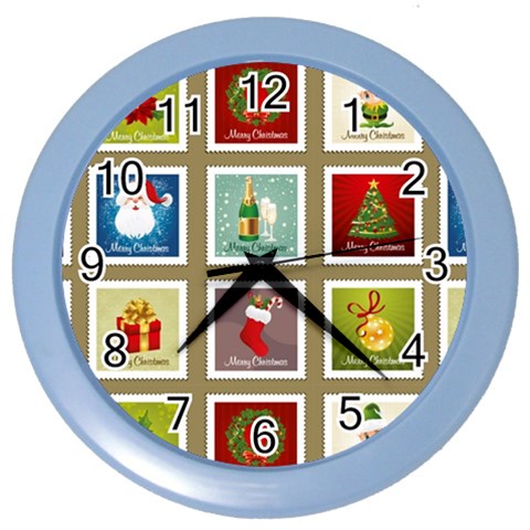 Christmas Stamp Pattern Color Wall Clock from ArtsNow.com Front