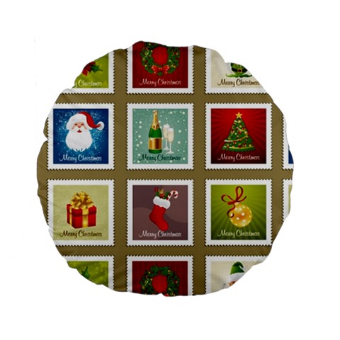 Christmas Stamp Pattern Standard 15  Premium Round Cushions from ArtsNow.com Back