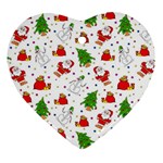 Christmas Pattern  Trees Santa Ornament (Heart)