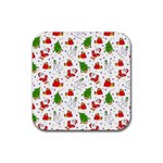 Christmas Pattern  Trees Santa Rubber Coaster (Square)