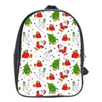 Christmas Pattern  Trees Santa School Bag (XL)