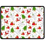 Christmas Pattern  Trees Santa Two Sides Fleece Blanket (Large)