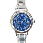 Christmas Stars Pattern Star Round Italian Charm Watch