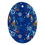 Christmas Stars Pattern Star Ornament (Oval)