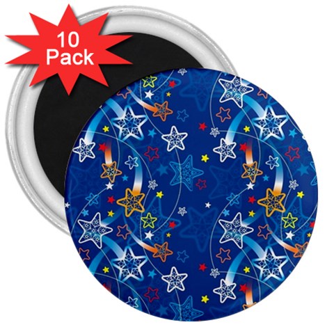 Christmas Stars Pattern Star 3  Magnets (10 pack)  from ArtsNow.com Front