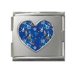 Christmas Stars Pattern Star Mega Link Heart Italian Charm (18mm)