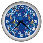 Christmas Stars Pattern Star Wall Clock (Silver)