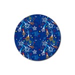 Christmas Stars Pattern Star Rubber Coaster (Round)