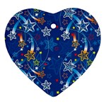 Christmas Stars Pattern Star Heart Ornament (Two Sides)