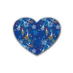 Christmas Stars Pattern Star Rubber Coaster (Heart)