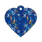 Christmas Stars Pattern Star Dog Tag Heart (Two Sides)