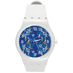 Christmas Stars Pattern Star Round Plastic Sport Watch (M)