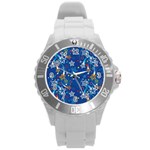 Christmas Stars Pattern Star Round Plastic Sport Watch (L)