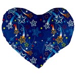 Christmas Stars Pattern Star Large 19  Premium Heart Shape Cushions