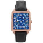 Christmas Stars Pattern Star Rose Gold Leather Watch 