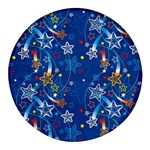 Christmas Stars Pattern Star Round Glass Fridge Magnet (4 pack)