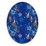 Christmas Stars Pattern Star Oval Glass Fridge Magnet (4 pack)