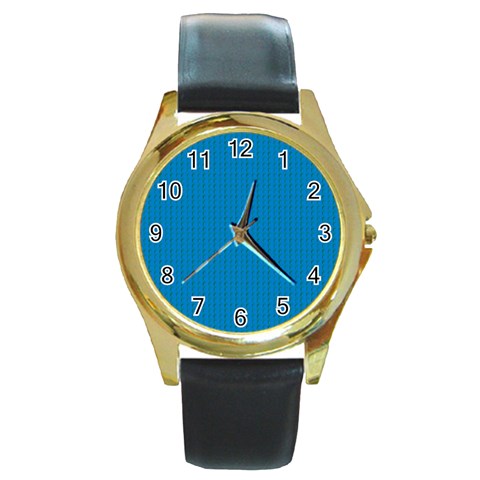 Blue Lego Texture Macro, Blue Dots Background, Lego Round Gold Metal Watch from ArtsNow.com Front