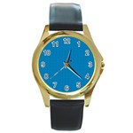 Blue Lego Texture Macro, Blue Dots Background, Lego Round Gold Metal Watch