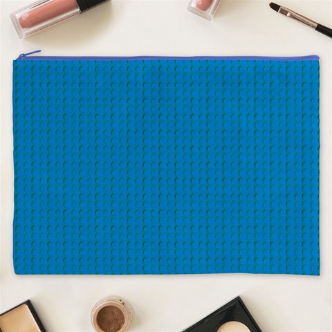 Blue Lego Texture Macro, Blue Dots Background, Lego Cosmetic Bag (XXXL) from ArtsNow.com Front