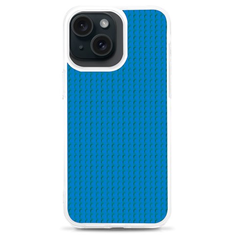 Blue Lego Texture Macro, Blue Dots Background, Lego iPhone 15 Plus TPU UV Print Case from ArtsNow.com Front