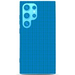 Blue Lego Texture Macro, Blue Dots Background, Lego Samsung Galaxy S24 Ultra 6.9 Inch Black TPU UV Case