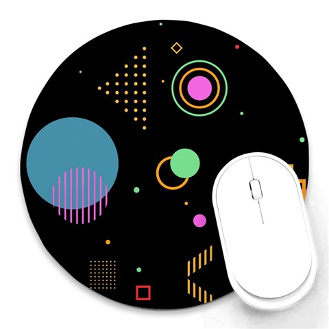 Colartive, Aesthetic, Amoled, Black, Colorful, Desenho Round Mousepad from ArtsNow.com Front