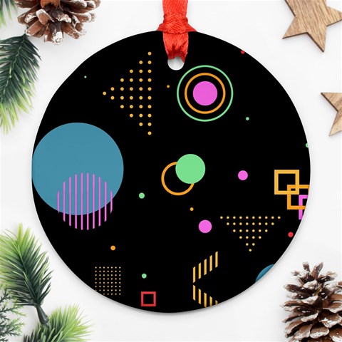 Colartive, Aesthetic, Amoled, Black, Colorful, Desenho Ornament (Round) from ArtsNow.com Front