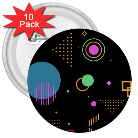 Colartive, Aesthetic, Amoled, Black, Colorful, Desenho 3  Buttons (10 pack)  from ArtsNow.com Front