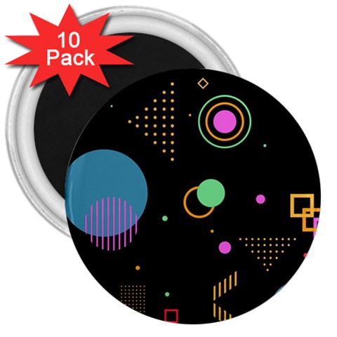 Colartive, Aesthetic, Amoled, Black, Colorful, Desenho 3  Magnets (10 pack)  from ArtsNow.com Front