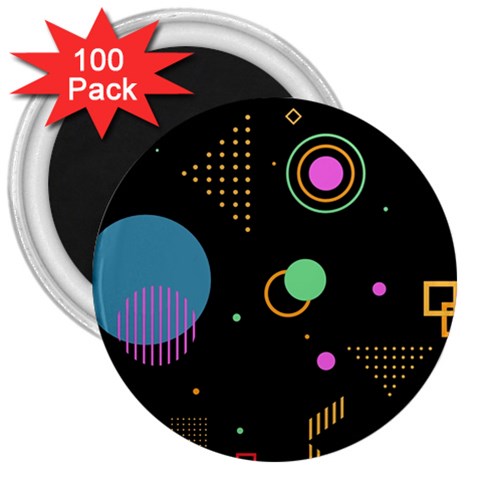 Colartive, Aesthetic, Amoled, Black, Colorful, Desenho 3  Magnets (100 pack) from ArtsNow.com Front