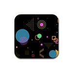 Colartive, Aesthetic, Amoled, Black, Colorful, Desenho Rubber Coaster (Square)