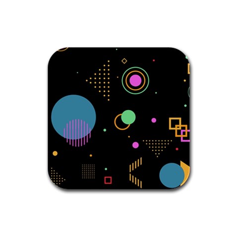 Colartive, Aesthetic, Amoled, Black, Colorful, Desenho Rubber Square Coaster (4 pack) from ArtsNow.com Front